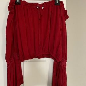 Active USA red strapless long sleeve top